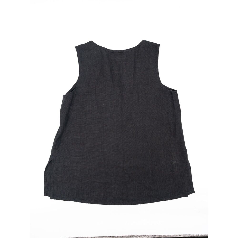 Flax Womens M NWT Tank Top Black Linen Oversized Tunic Tank Top Shirt